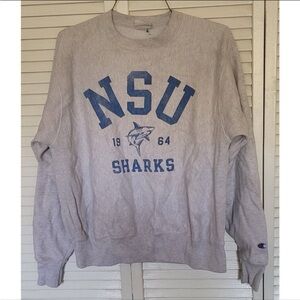 Champion Gray Crewneck with Blue NSU Sharks Design